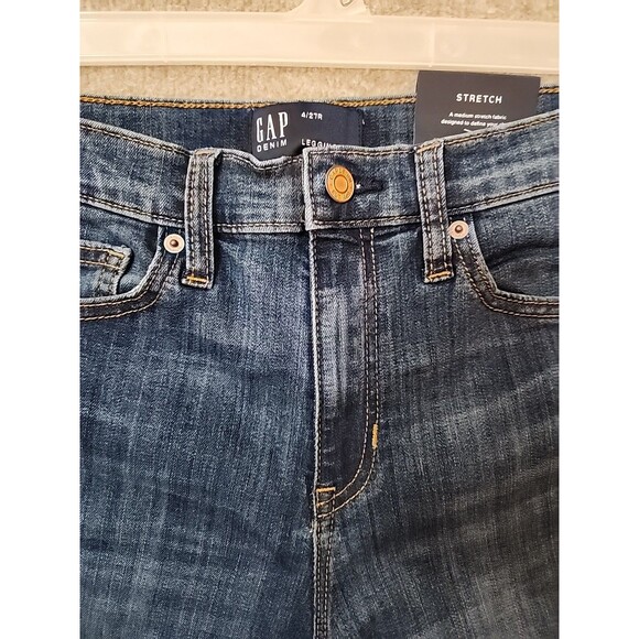 Gap Legging Skimmer Jeans Womens 4 27 Blue Distressed Raw Hem Stretch NEW - Picture 4 of 13